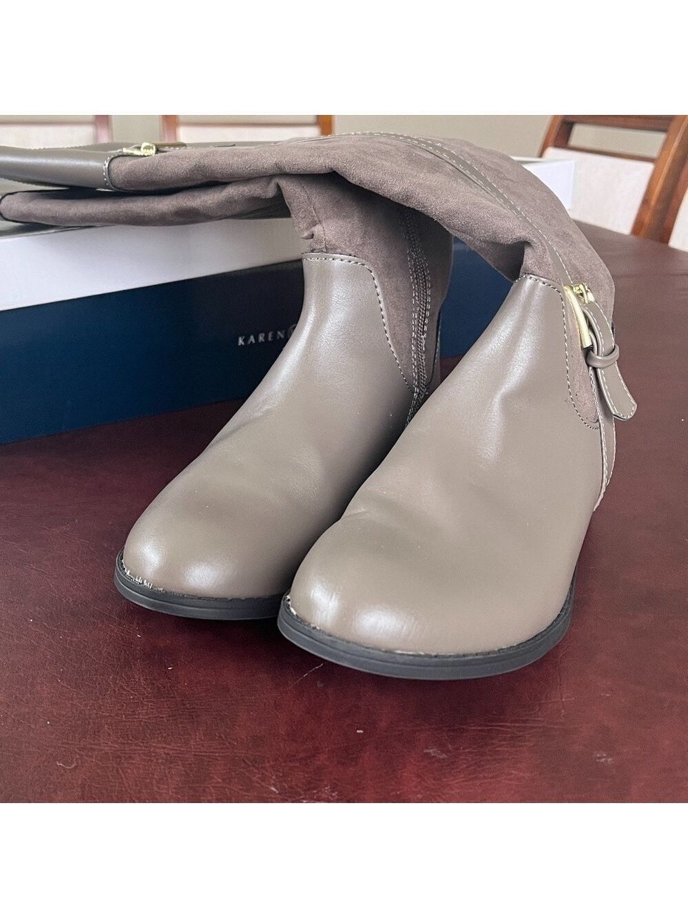NIB STONE COLOR Karen Scott Deliee 2 Riding Boot - Picture 2 of 7